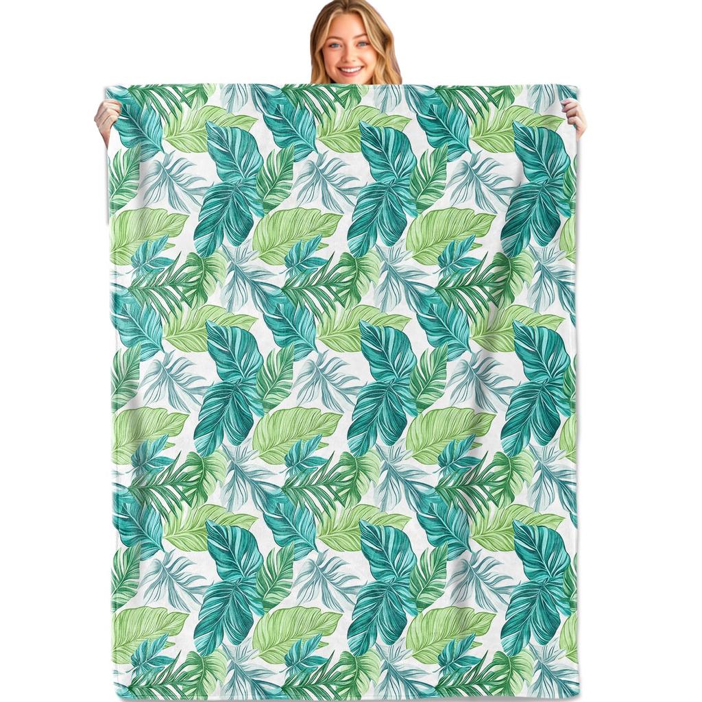 Tropical Palm Leaves Throw Blanket Ultra Soft Warm Lightweight Cozy Plush Blanket for Bed Chair Car Sofa Couch Bedroom Dorm