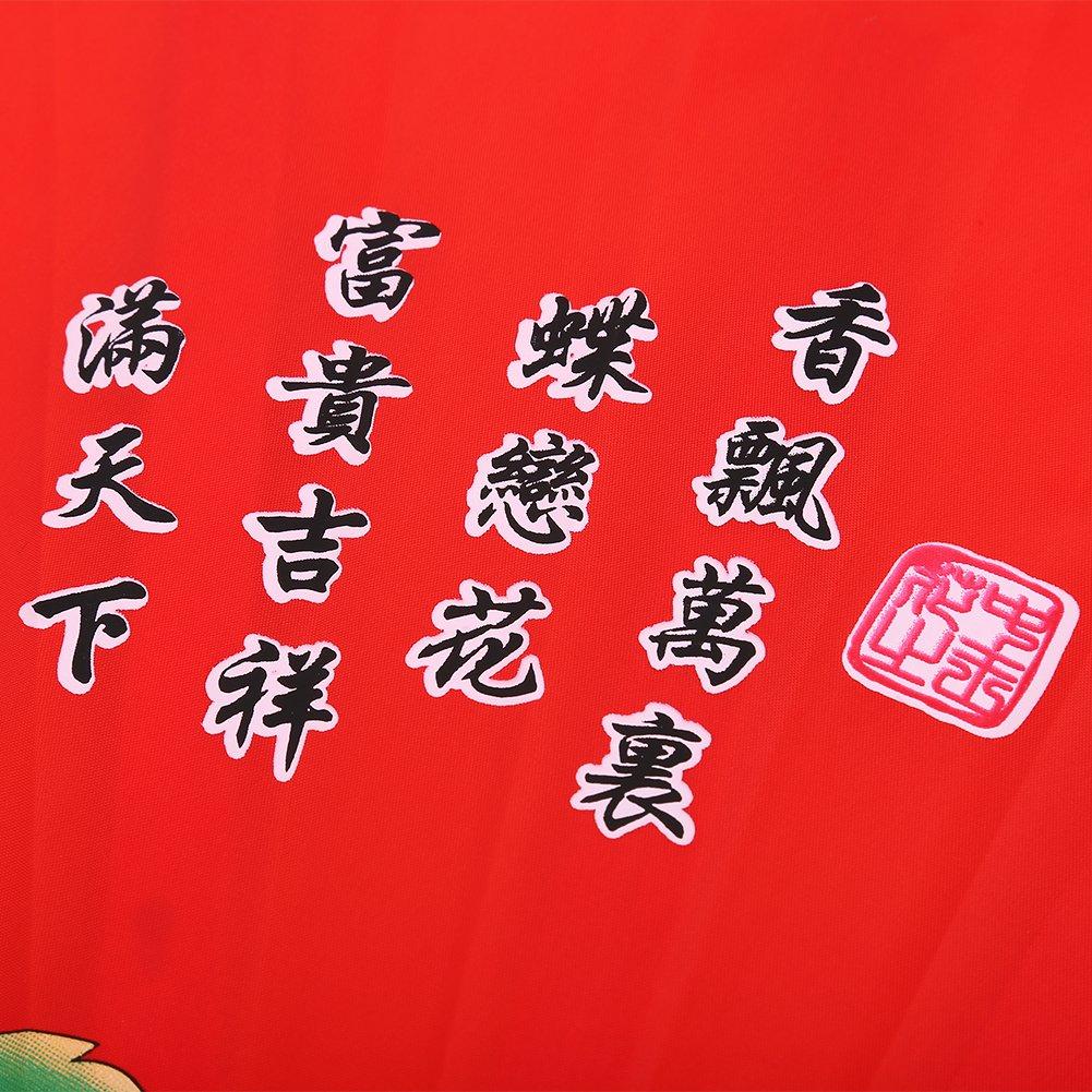 Folding Fan, Chinese Style, for Kung Fu, Tai Chi, and Dance, Easy to Open and Close, Folding Fan, Decorative Gift, Includes Fan Bag (Red)