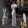 Women's European and American Style Patchwork Hooded Sweatshirt and Pants Set