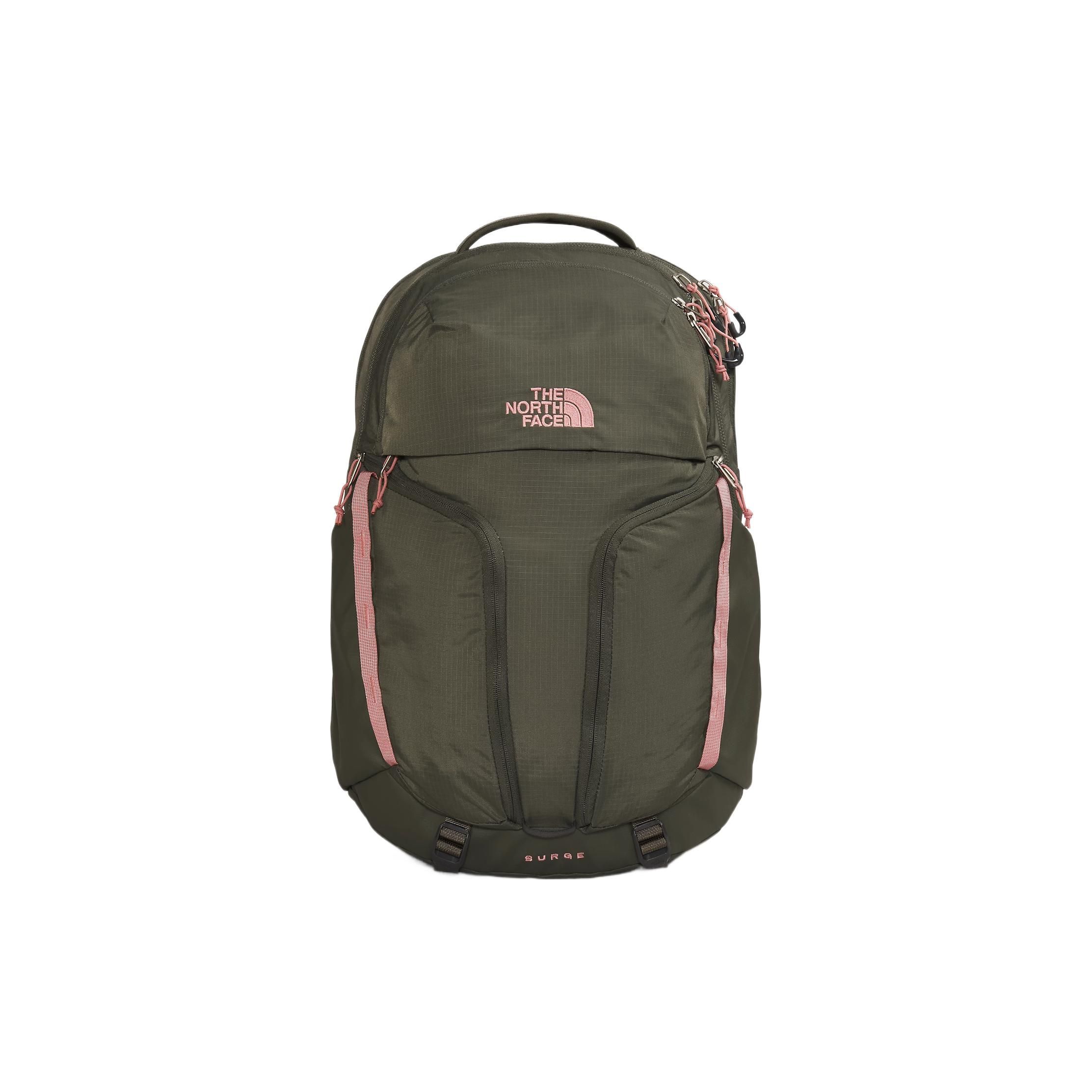 The North Face Surge 31L Logo Vertical Design Detachable Waist Belt Backpack Women Backpack Green NF0A52SJOHK One Size