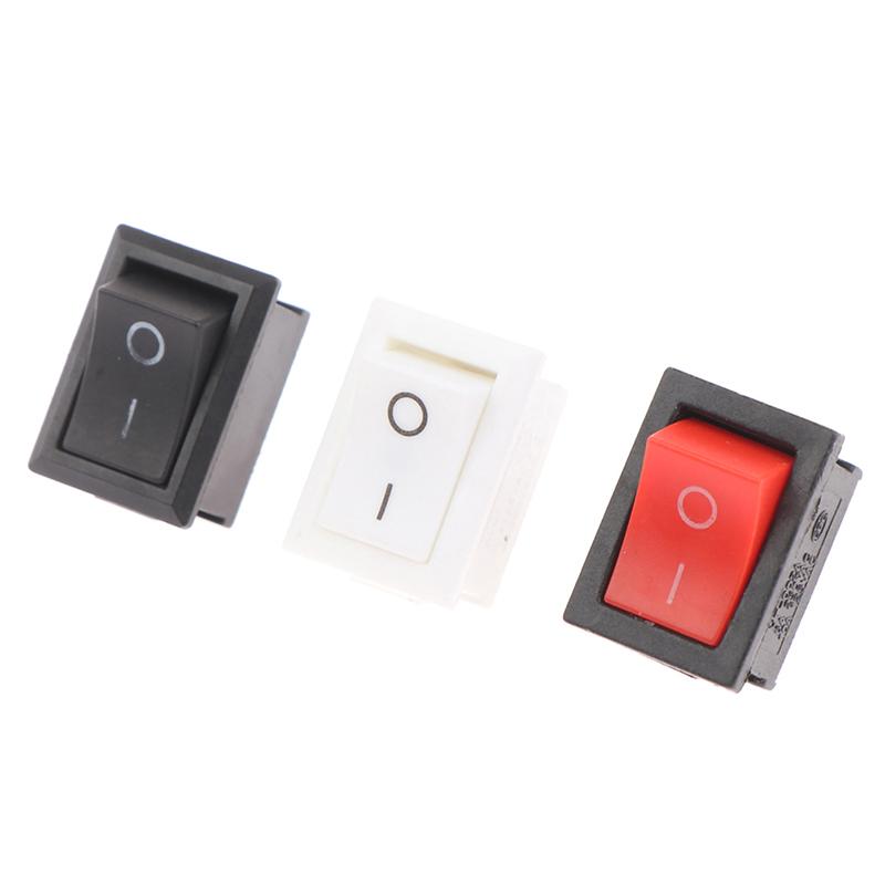 

10Pcs 2Pin 21X15Mm Rocker Switch 6A/250Vac Power Switch On-Off Red Black White чорний