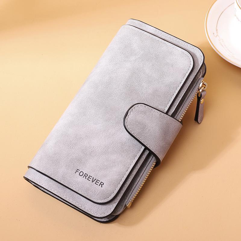 Korean Women's PU Leather Frosted Clutch: Multi-Purpose Long Wallet & Large Capacity Card Holder