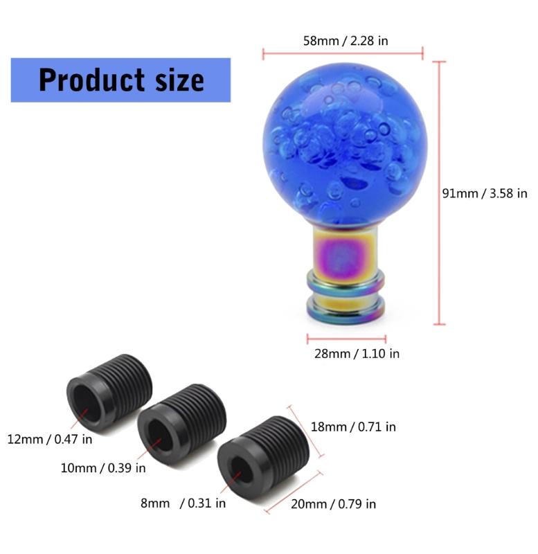 Universal Crystal Acrylic Gear Shifter Knob With 3 Adapters Ergonomic Design For Manual Automatic Transmission Vehicles