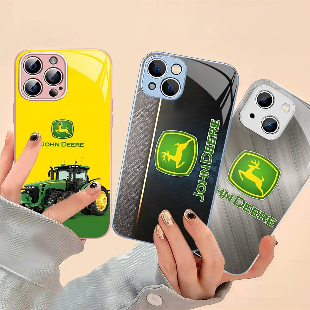 Green J-John Truck D-Deeres Tempered Glass For Iphone 14 13 12 11 Pro Mini XS MAX 14Plus X XS XR Fundas