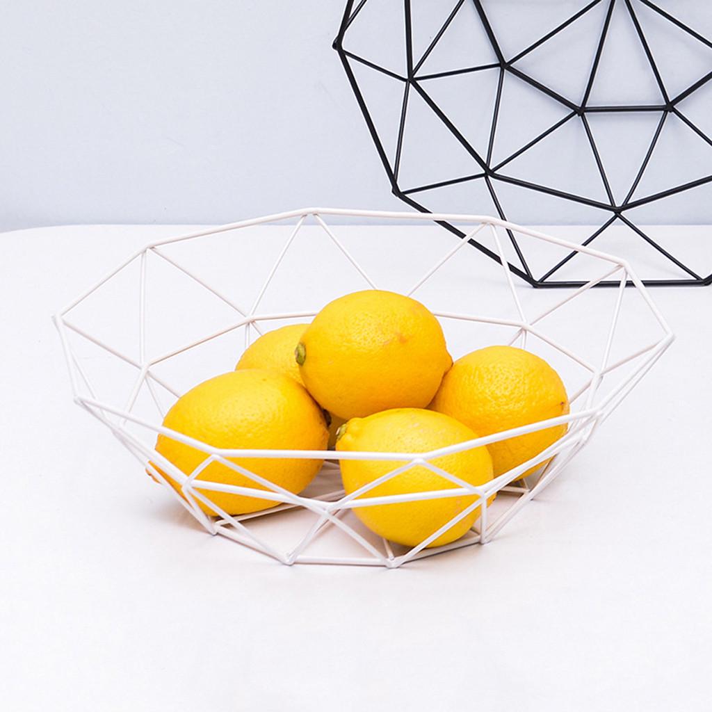 Geometric Fruit Vegetable Wire Basket Metal Bowl Kitchen Storage Desktop Display