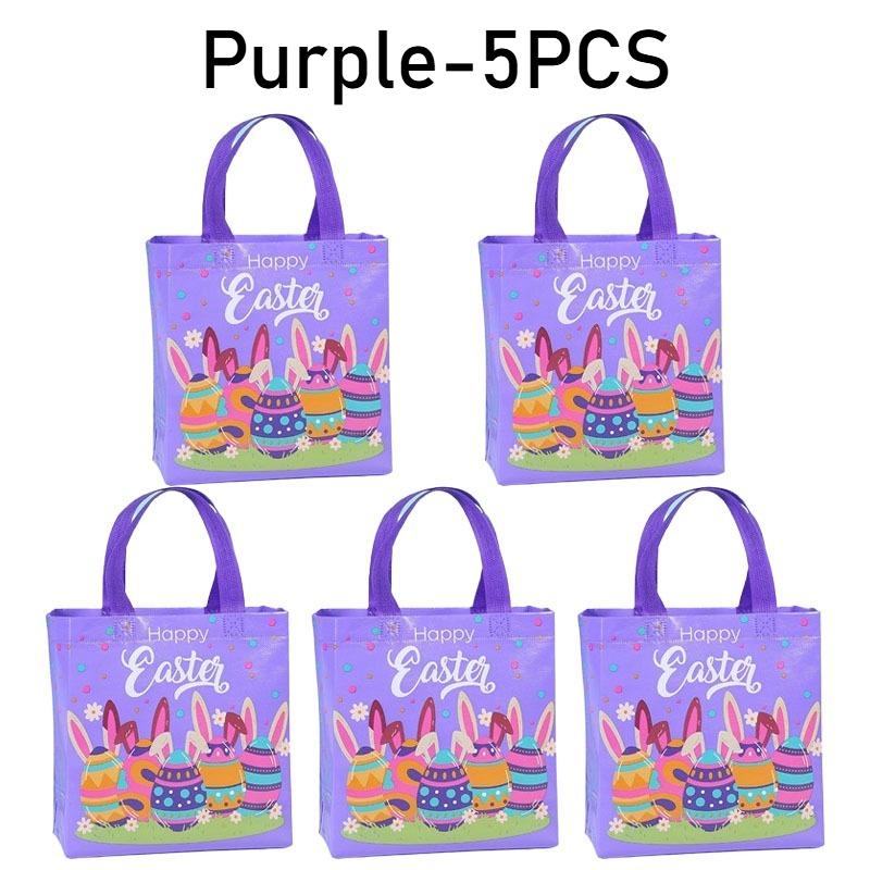 1-10PCS Easter Non Woven Tote BagDurable Dustproof Moistureproof Foldable GiftShopping Bag BunnyEgg Print Retail Merchandise Bag
