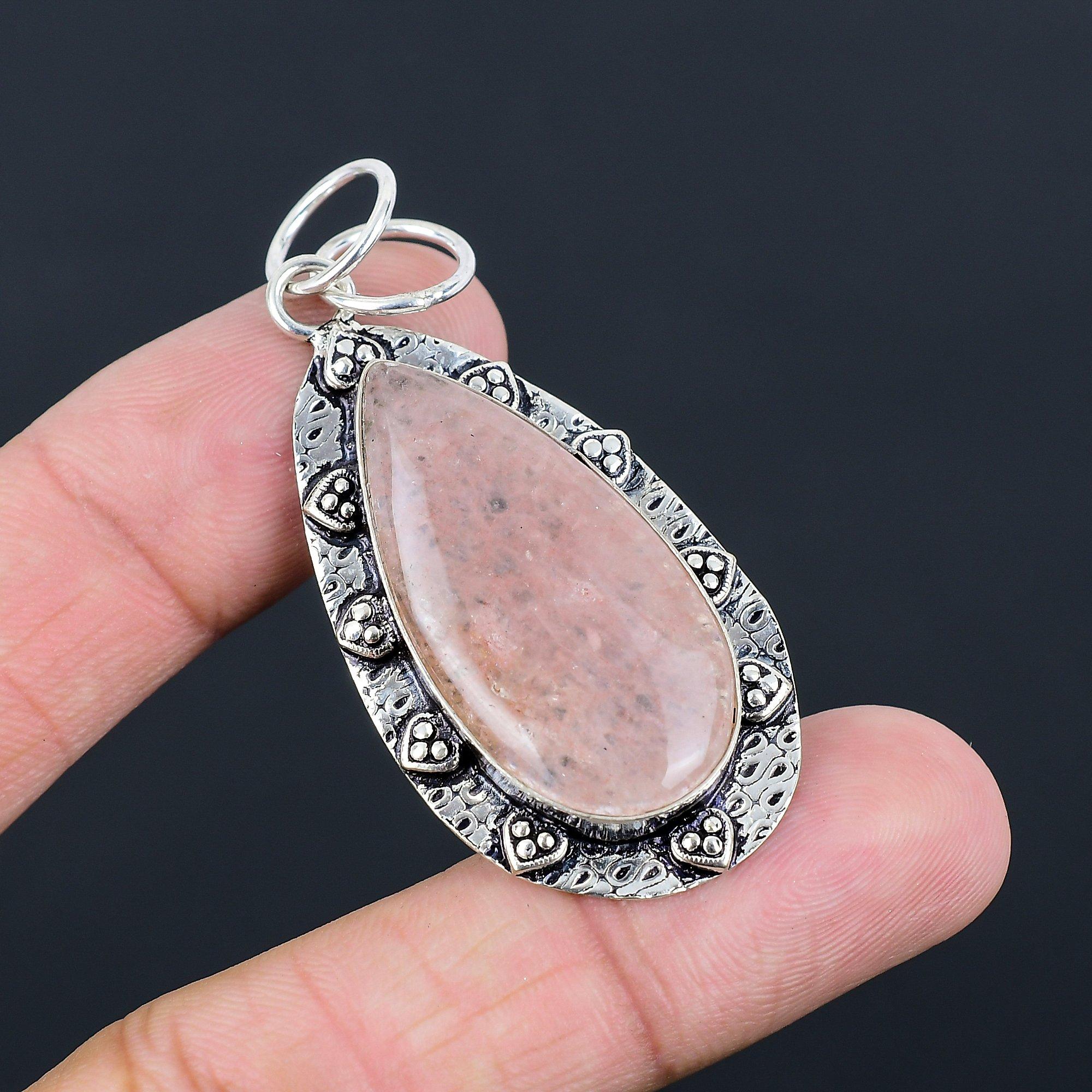 Sisters Day Deal Strawberry Quartz Gemstone New Artisan Pendant Sterling Silver