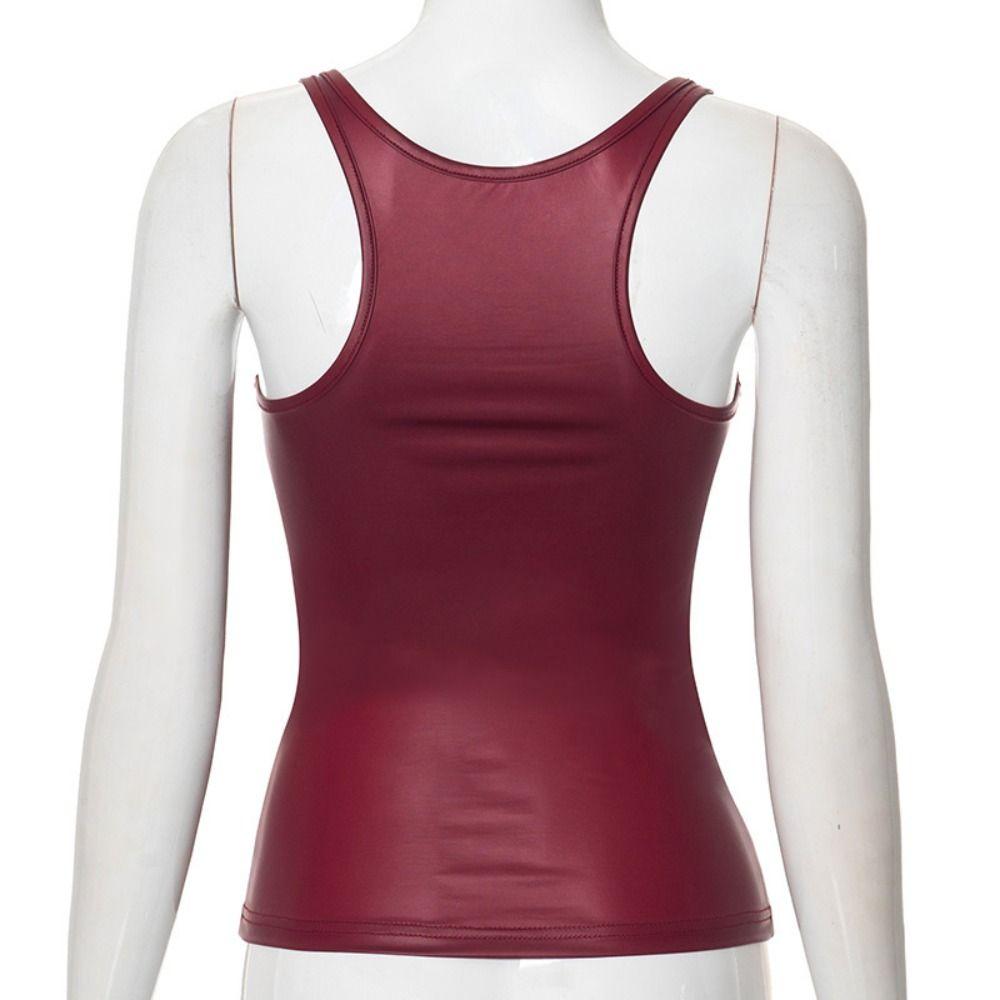 Sweet Girl's Vest Top Bottoming Shirt Glossy Sensation Camisole Chic Jeongyeon Slim Crop Top  Lady