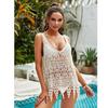 2026 Sexy Sheer Mesh Knit Bikini Cover Up Hollow Out Summer Top Ladies Beachwear Swimwear Lace Patchwork Tassel Dresses Sleeveless