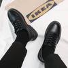 Men's Thick Sole Leather Lace-up Low-top Casual Shoes for Spring & Autumn