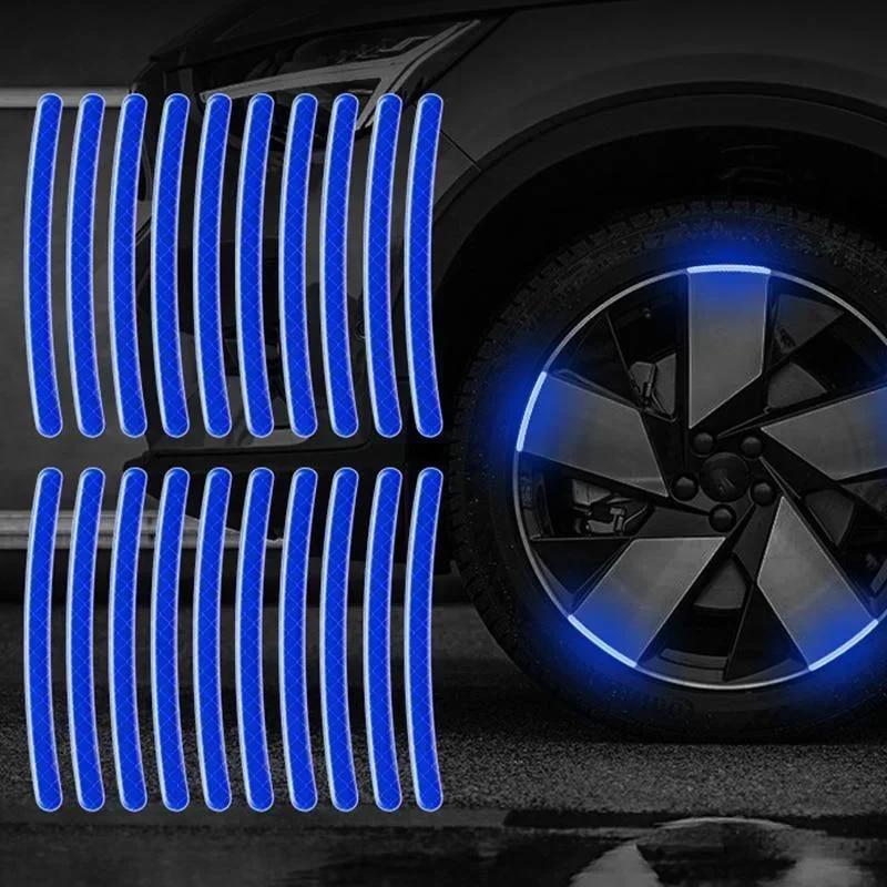 20Pcs/set Colorful Car Motorcycle Wheel Hub Reflective Strips Stickers Car Styling Decal Sticker Auto Moto Decor Decals