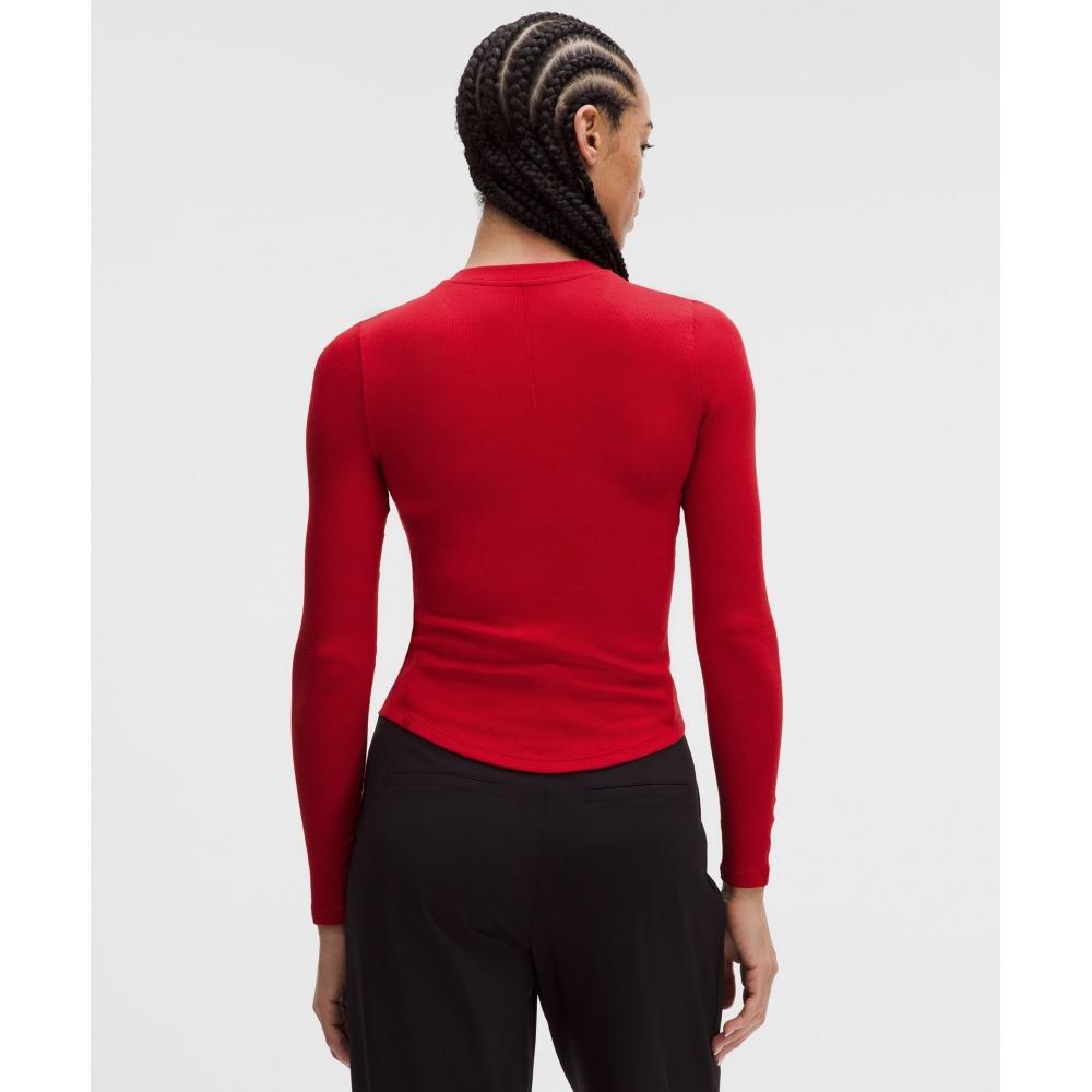 Lululemon Hold Tight Long Sleeve Henley Oxford Red