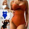 Women Monokini Hollow Out Spaghetti Strap Low-cut Backless Push Up Swimming Padded Bodycon Lady Swimwear Water Sports Clothes