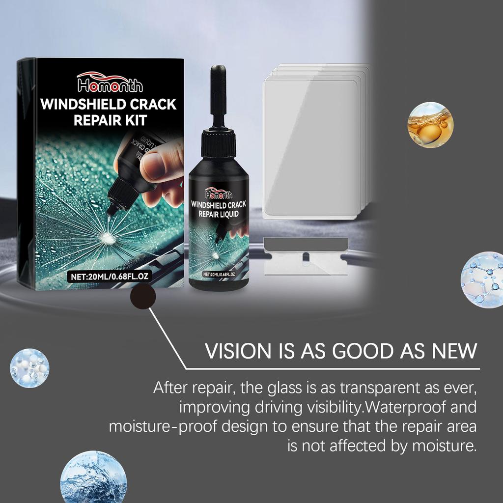 HOMONTH Car Windshield Windscreen Glass Repair Resin Kit Auto Vehicle Casement Fix Tool Car Windshield Cracked Repair Glue