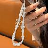 Korean Cute White Star Pearl Beads Phone Chain Trendy Pendant For iPhone For Camera Universal Accessories Lanyard Hanging Rope