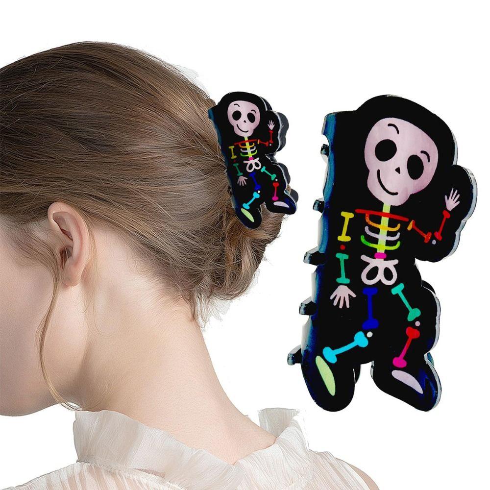 Spider Halloween Hair Claw Acrylic Skeleton Shark Clip Halloween Themed Gripper  Halloween Party