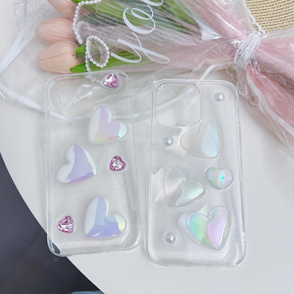 Stereo Crystal Love Thickened Mobile Phone Case for Apple IPhone16Plus/15ProMax/13/14/12