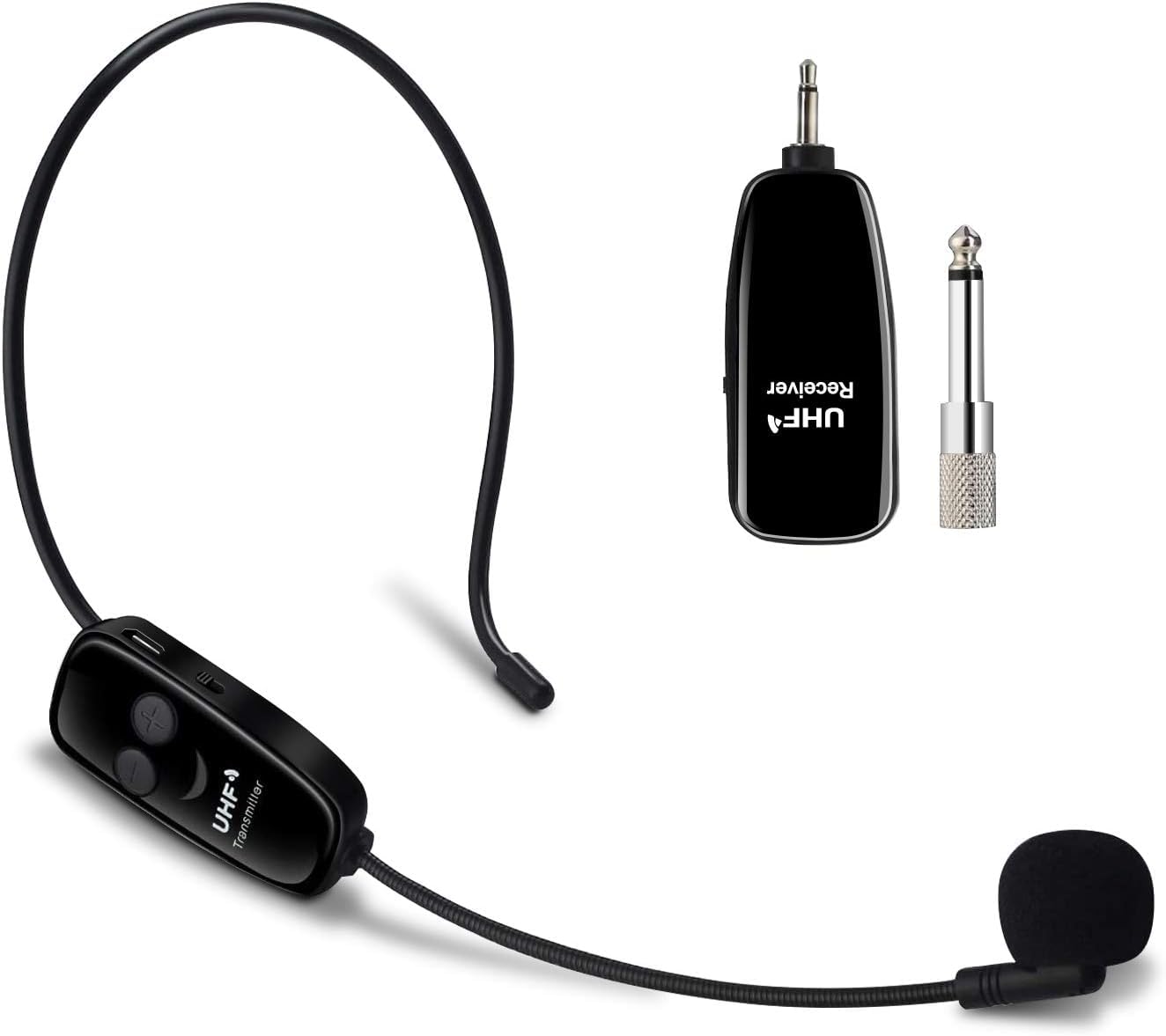 

Oulou Wireless Microphone, UHF Headset Microphone, 50-meter Transmission Range, Auto-Pairing, Volume Control, Ear-Hook Type, Portable Stage Speaker,