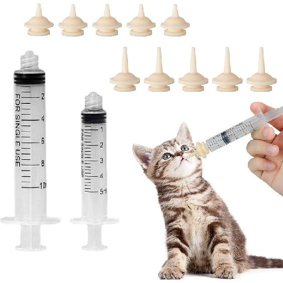 

Pet Feeding Syringe -10 Pcs Silicone Feeding Nursing Nipple and 5ML/10ML Feeding Syringe, Pet Nursing Feeding Tools for Kittens Puppies Newborn белый