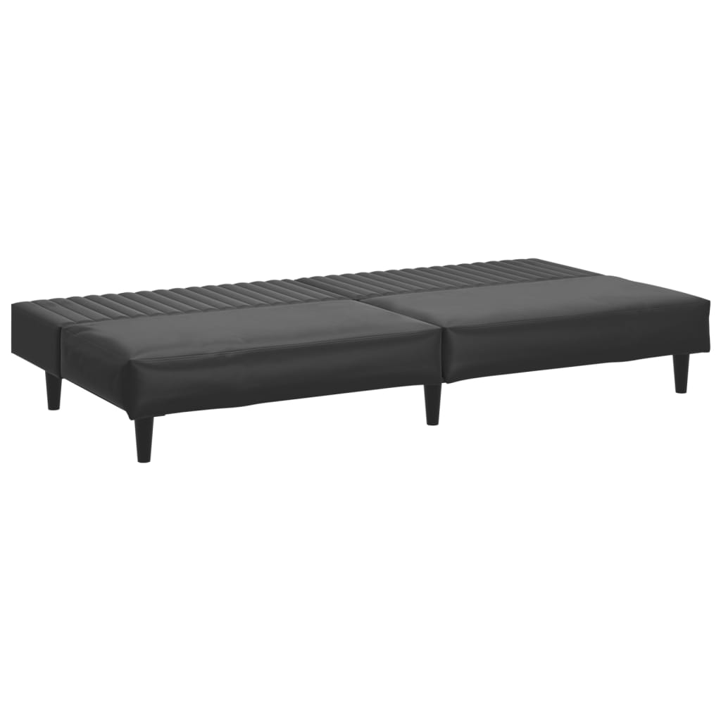 2 Seater Sofa Bed in Black Artificial Leather