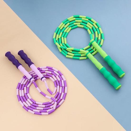 Beaded Skipping Rope Ergonomic Comfortable Grip Adjustable Flexibility Exercise PVC Physical Testing Training Jump Rope for Sports