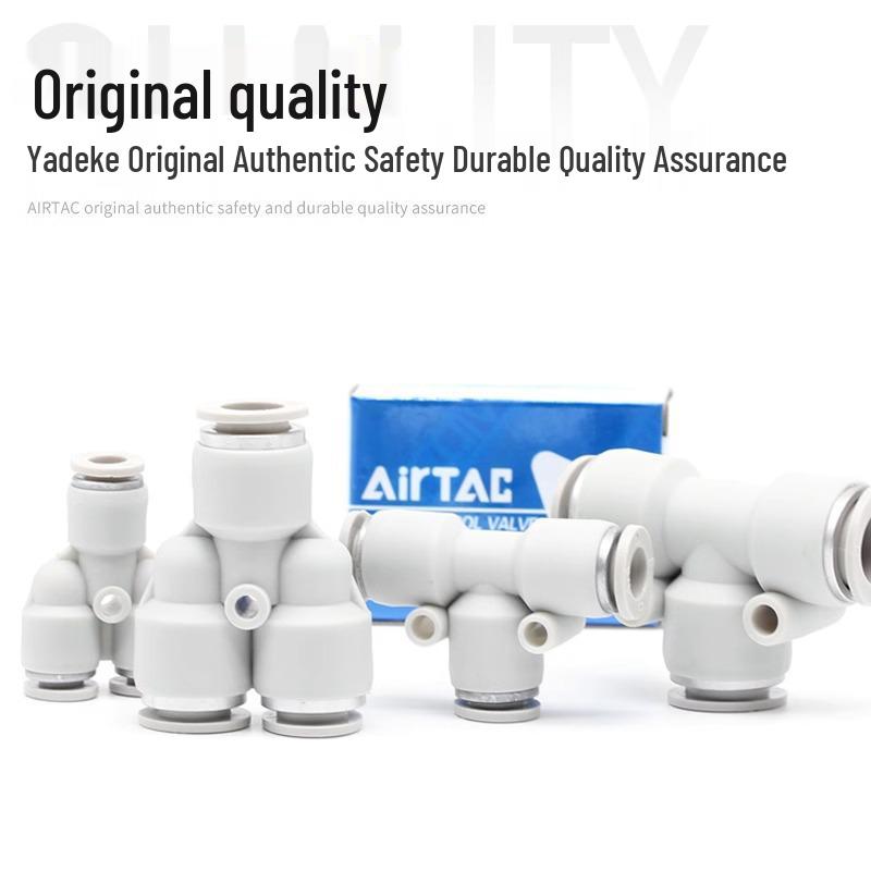 AirTAC Pneumatic Quick-Fit Tube Connectors: Y-Type & T-Type, APY/APE Sizes 4-16