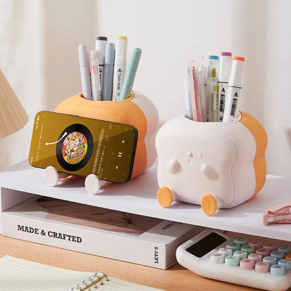 Toast Pen Holder Creative Office Stationery Holder Cartoon Pen Holder Elegant Multi-Function Organizer For Bathroom Vanity Desk