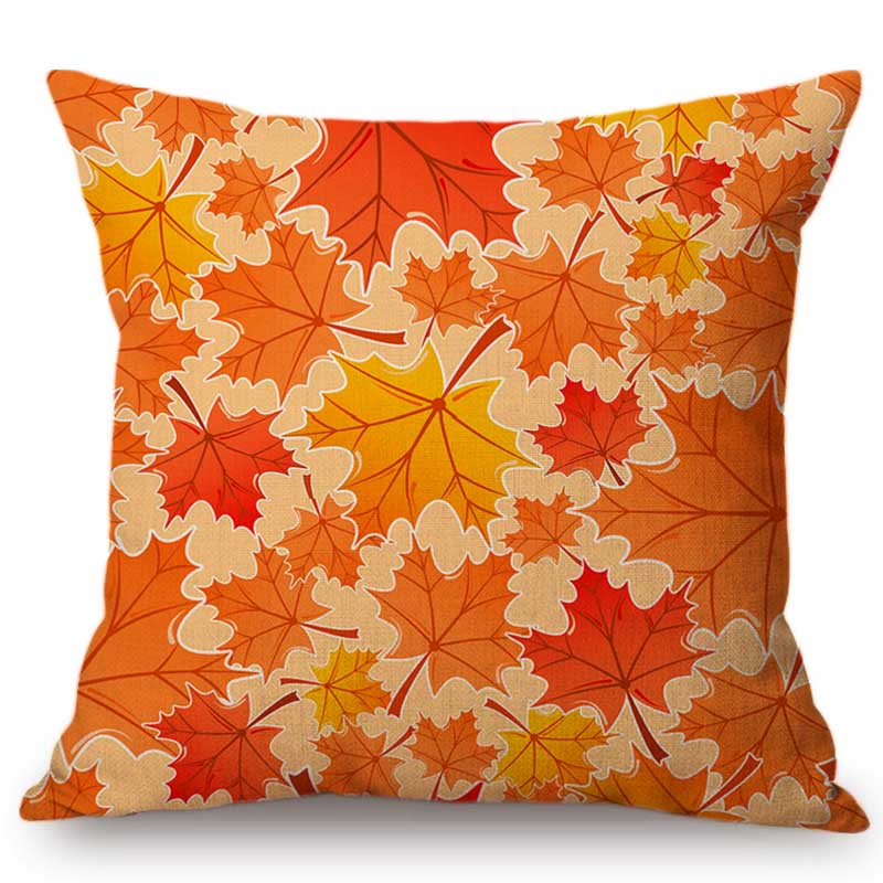 Nordic Autumn Fall Maple Leaf Hand Painting Cushion Cover Home Decoration Scenic Gold Leaves Orange Sofa Pillow Case 45X45Cm