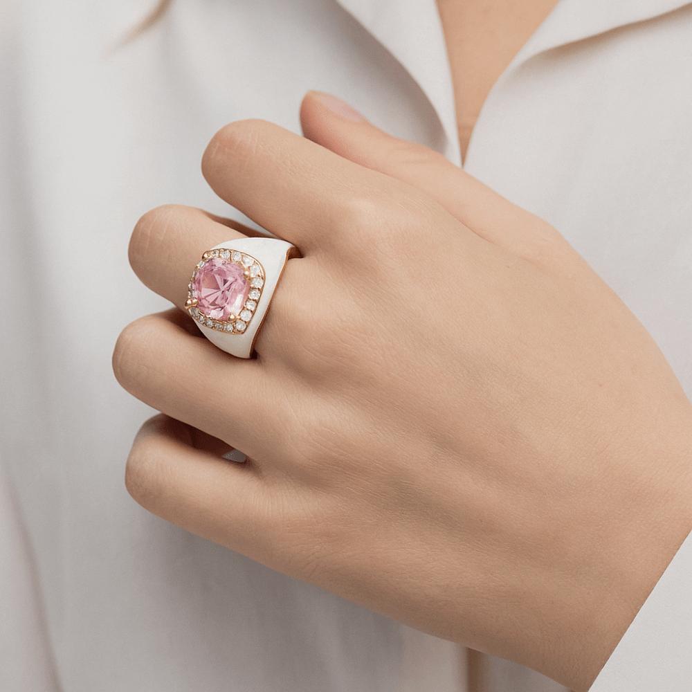 Multicolor Enamel Dripping Oil Ring Gold Plated Geometric Square Ring Zircon Open Ring  For Women
