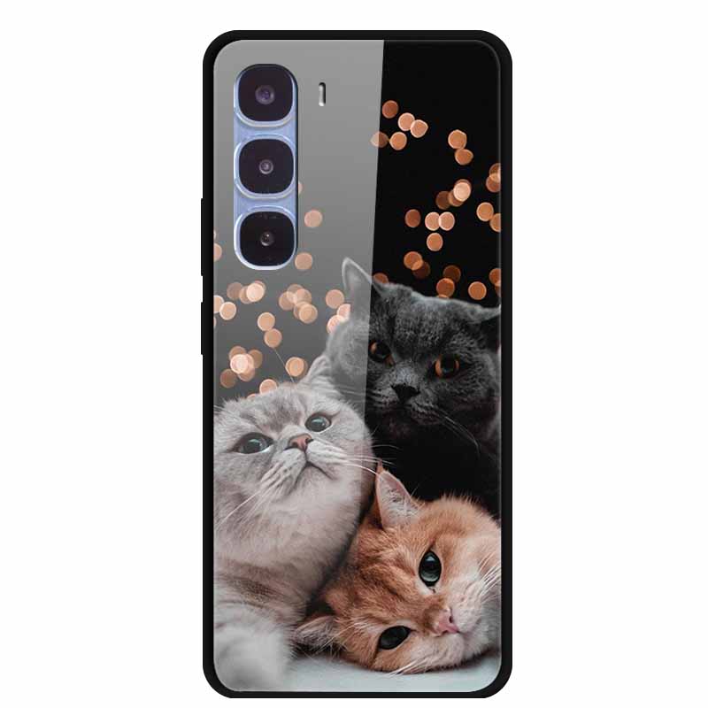 Funda de Lujo Para Infinix Hot 60 Pro X6885 Cubierta de Cristal Templado para Fundas de Teléfono Infinix Hot 60 Pro Animales de Moda Protectora Funda