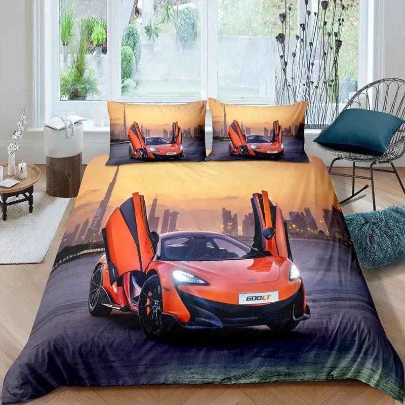 Racing Car Printed Duvet Cover with Pillowcase Bedding Set Single Double Twin Full Queen King Size 2/3pcs Polyester Quilt Cover