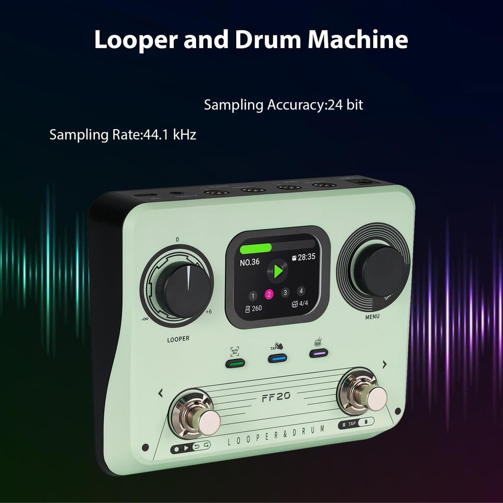 Generic Dual Pedal Controlled Drum Machine Looper Guitar Effect Pedal Stereo Recording 5 Hours 220 Rhythms Suitable for Electric Guitar Effect