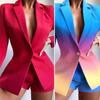 2 Pcs/Set Women Blazer Shorts Set Long Sleeves Slim Fit Elegant Deep V