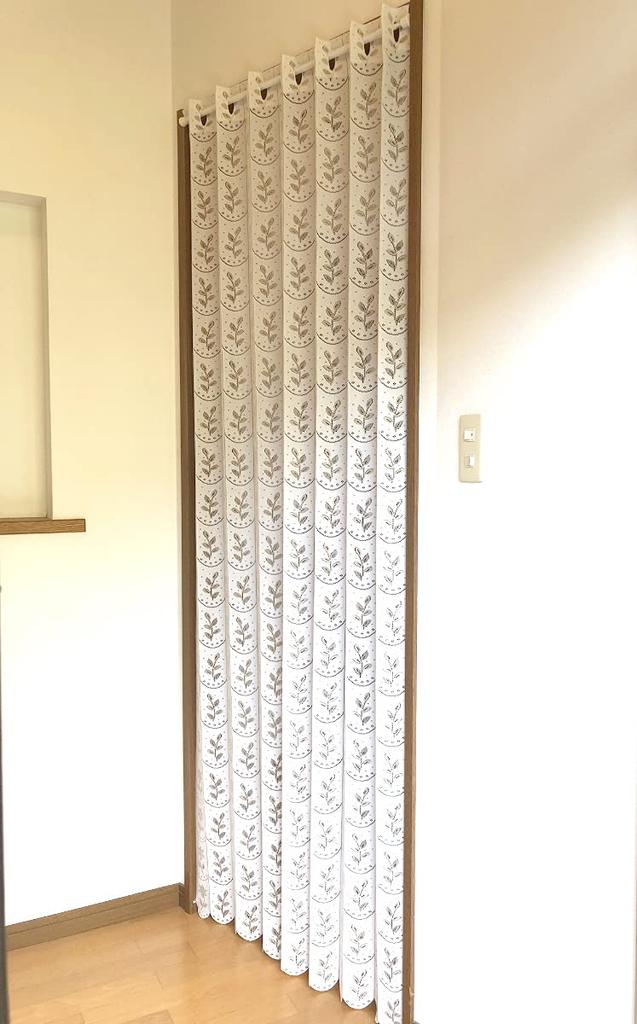 Accordion Room Adjustable 95 X Small Floral Leaf KL5330 CM534 Curtain, Divider, Flip-Up Curtain, Energy-Saving, Length, 190cm, Pattern, (Ivory)