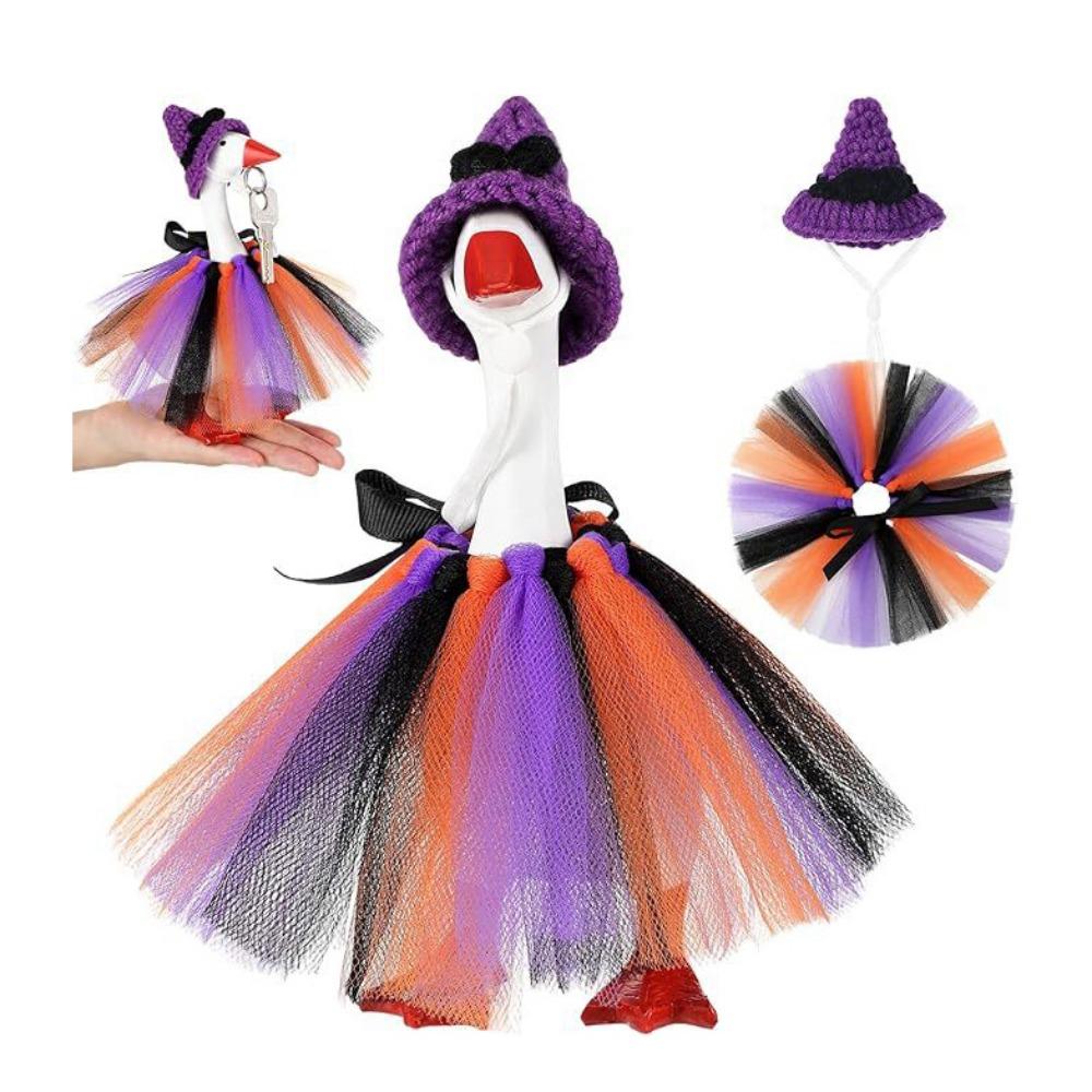 Adjustable Porch Goose Costume Hand-Hooked with Hat Halloween Goose Decoration Colorful Christmas Duck Outfits Seasonal Decor
