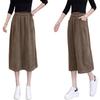 Plus Size A-line Skirt: Vintage Elastic Waist, Loose, Mid-length for Autumn/Winter
