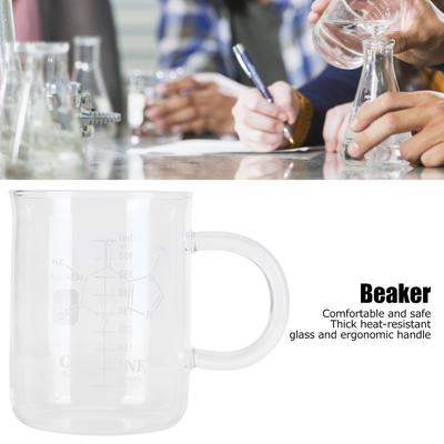 Becherbecher Becherbecher Borosilikatglasbecher mit Henkel und Messskala für Kaffee Tee Borosilikatglasbecher Chemiebecher Becher