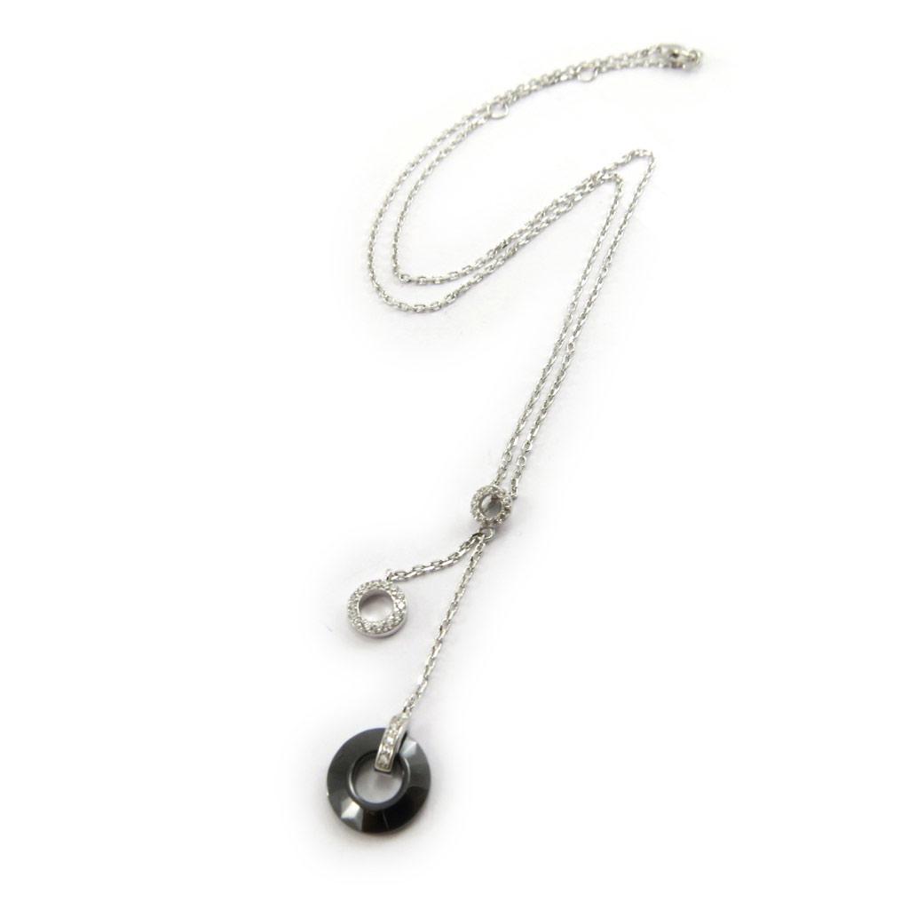Les Trésors De Lily [L7412] - Silver Necklace 'Sissi' White Black Silver Ceramic (rhodium-plated) - 13x45 Mm