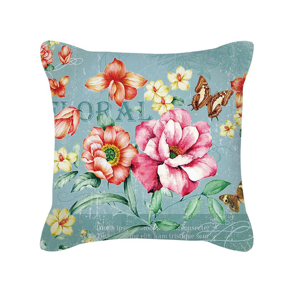 New Nordic Home Furnishings Flower Blooming Rich Pillow Cover Retro Style Car Sofa Cushion Waist Pillow Cover