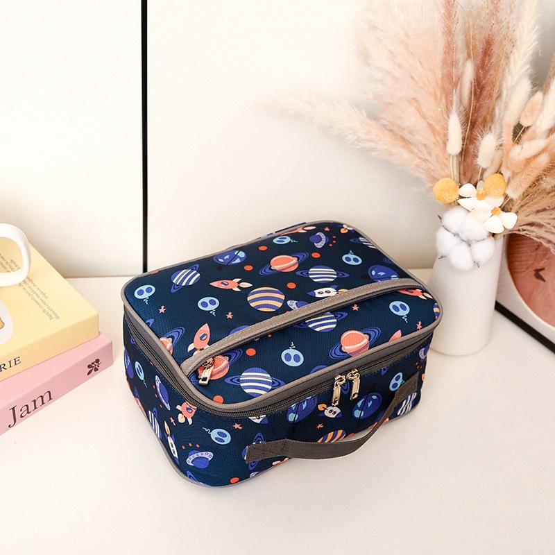 Kids Lunch Bag Kindergarten Bento Bag Cute Cartoon Print Large Capacity Handheld Storage Tote