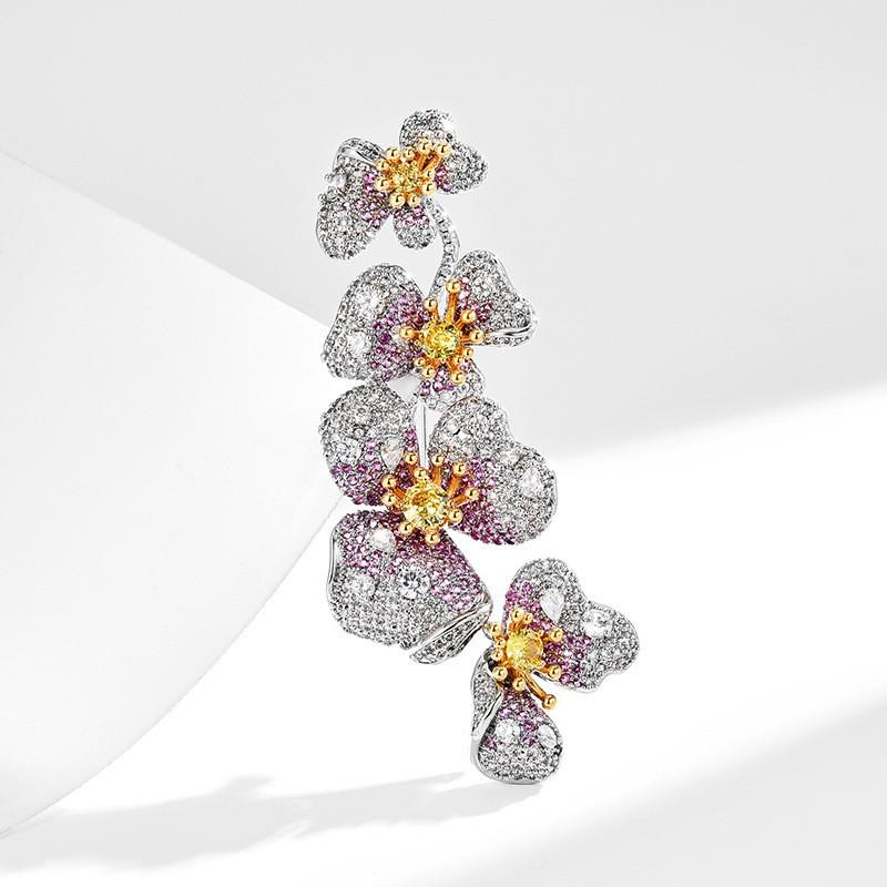 Elegant Lily of the Valley Zirconia Brooch - Versatile High-End Corsage Pin Accessory