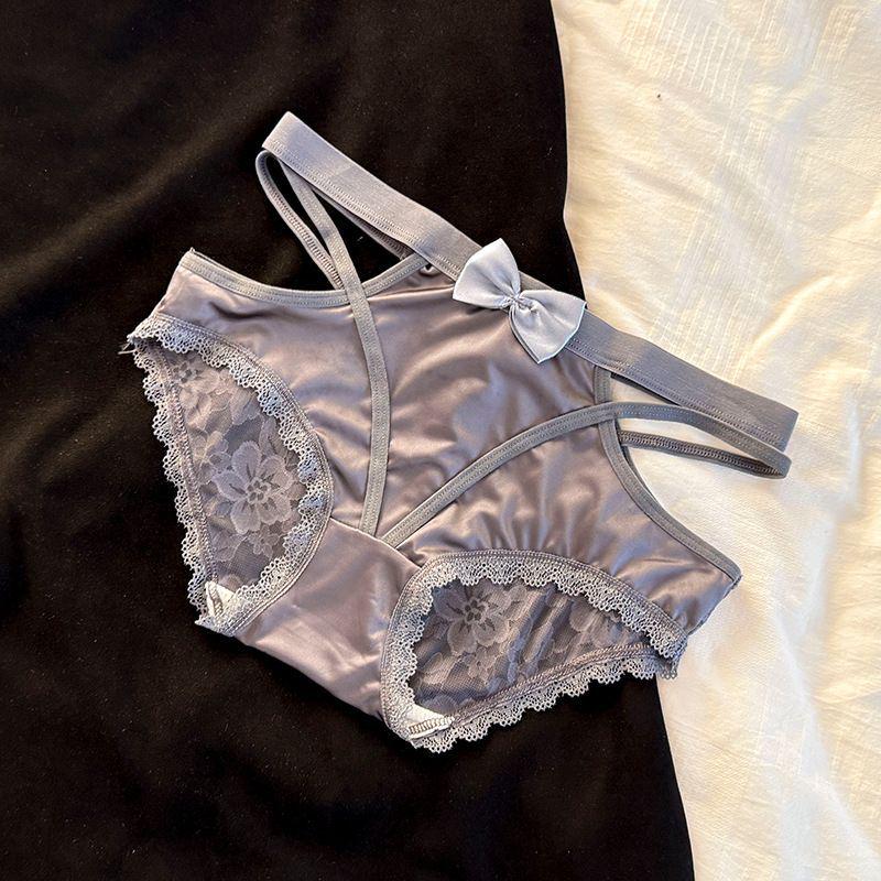 Lace Satin Low Waist Women's Briefs - Sexy French Style with Thin Straps