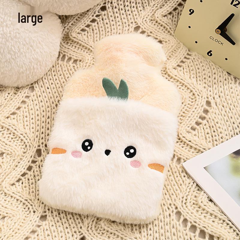 

Plush-Cover PVC Cartoon Hot Water Bag: Removable & Washable Hand Warmer for Girls 1500ml