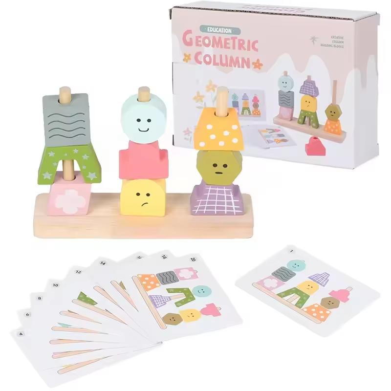 

Kid Wooden Animal Dressing Up Blocks Stacked Game Montessori Shape Matching Logical Thinking Training Creative Educational Toy