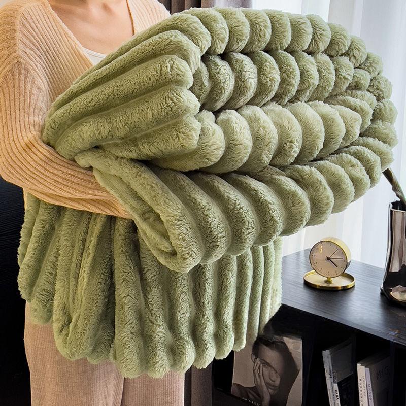 

Теплое одеяло с флисовым одеялом Фланелевая толстая простыня 200cm * 230cm зелёный