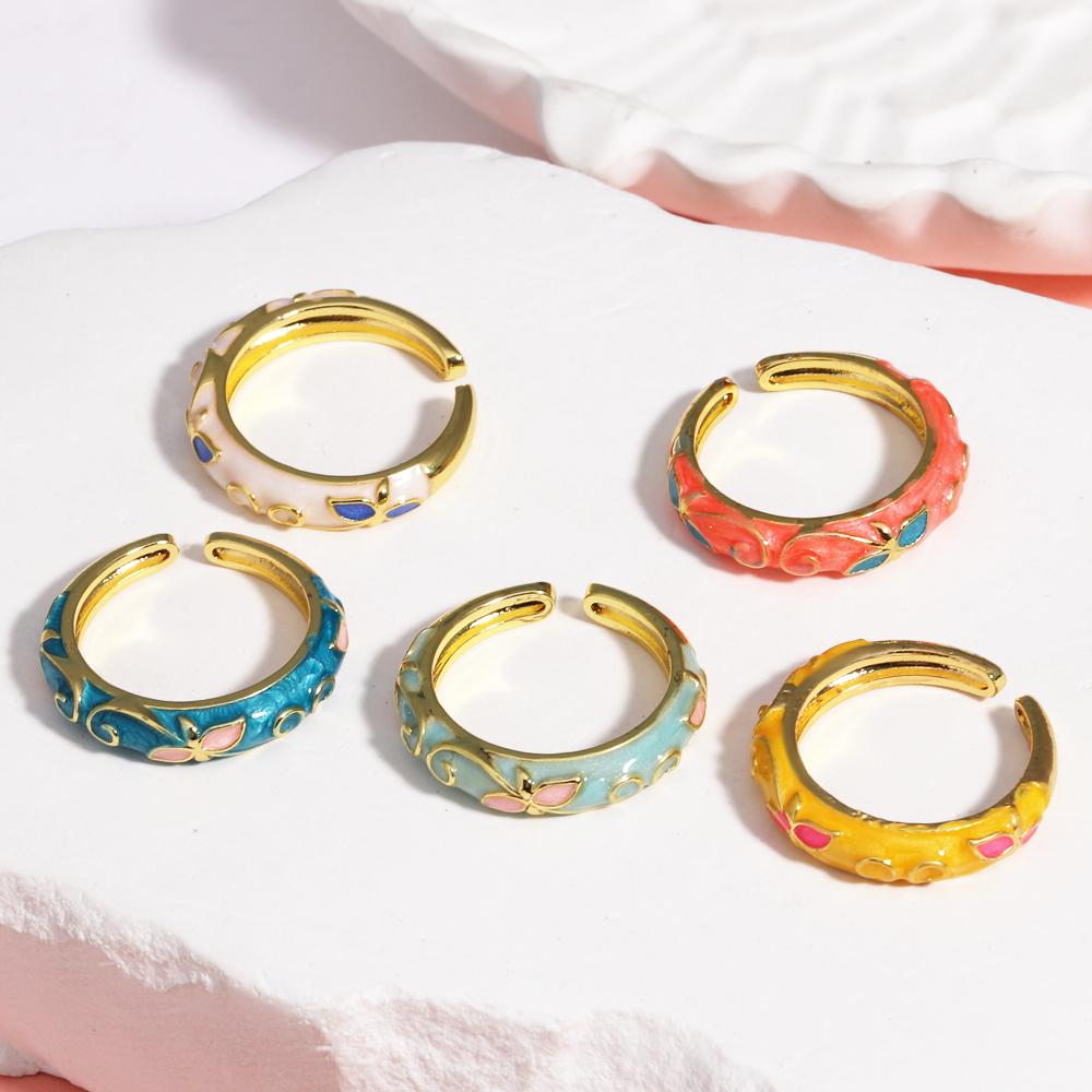 Women's Ring Minimalist Gold- Geometric Rings For Women Dainty Bijoux Female Enamel Ring Wedding Jewelry Party Accessories