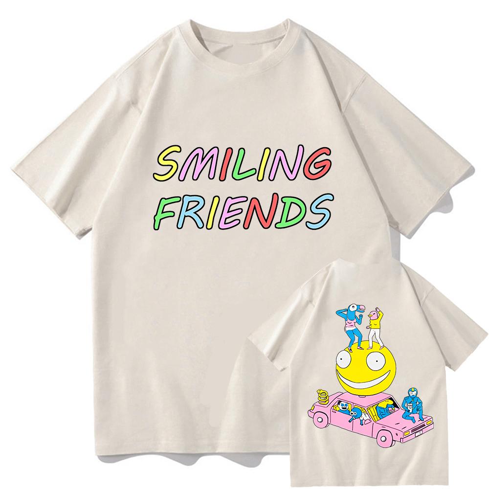 Smiling Friends Manga Graphic T-shirt Cotton Short Sleeve Loose Male Tshirts Unisex Streetwear Casual O-neck Fashion Men T Shirt