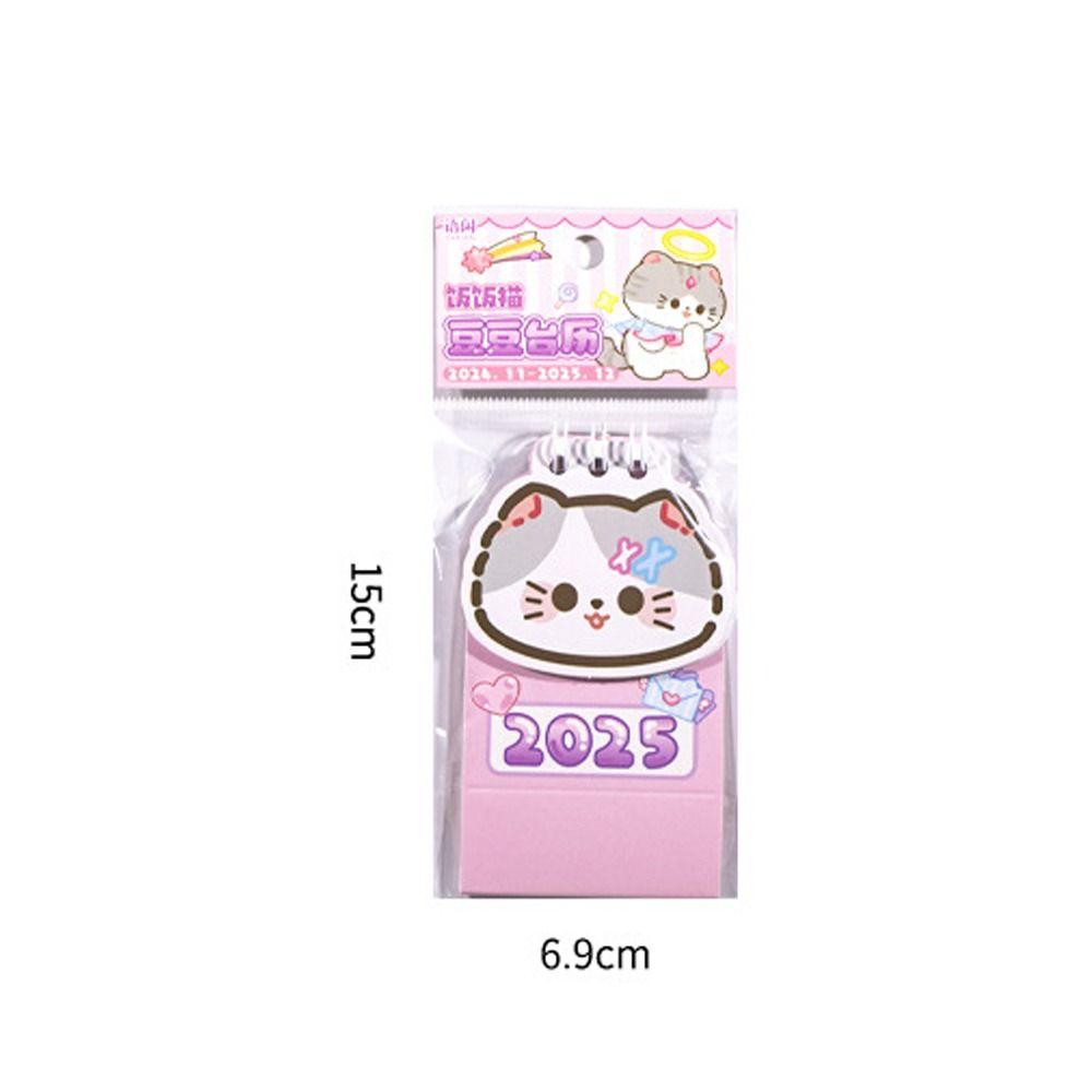 Coil Planner Mini Desk Calendar Cartoon Cat 2025 Coil Calendar Portable Desktop Calendar  Office