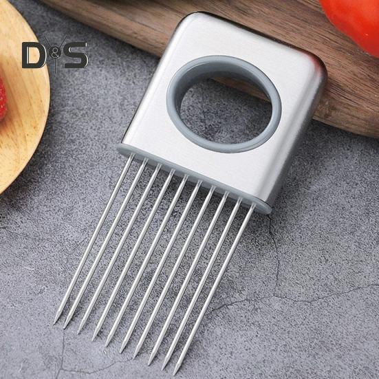 Držák na kráječ cibule Nerezová ocel Ergonomická rukojeť Naklepávač masa Nástroj na krájení zeleniny pro brambory rajčata mrkev ovoce citron maso kuchyňský gadget