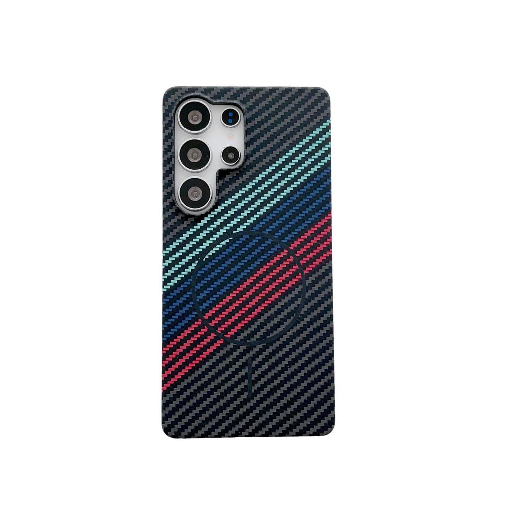 Samsung S25ultra Half Pack Kevlar Carbon Fiber Pattern S24 Magnetic Phone Case Note20u